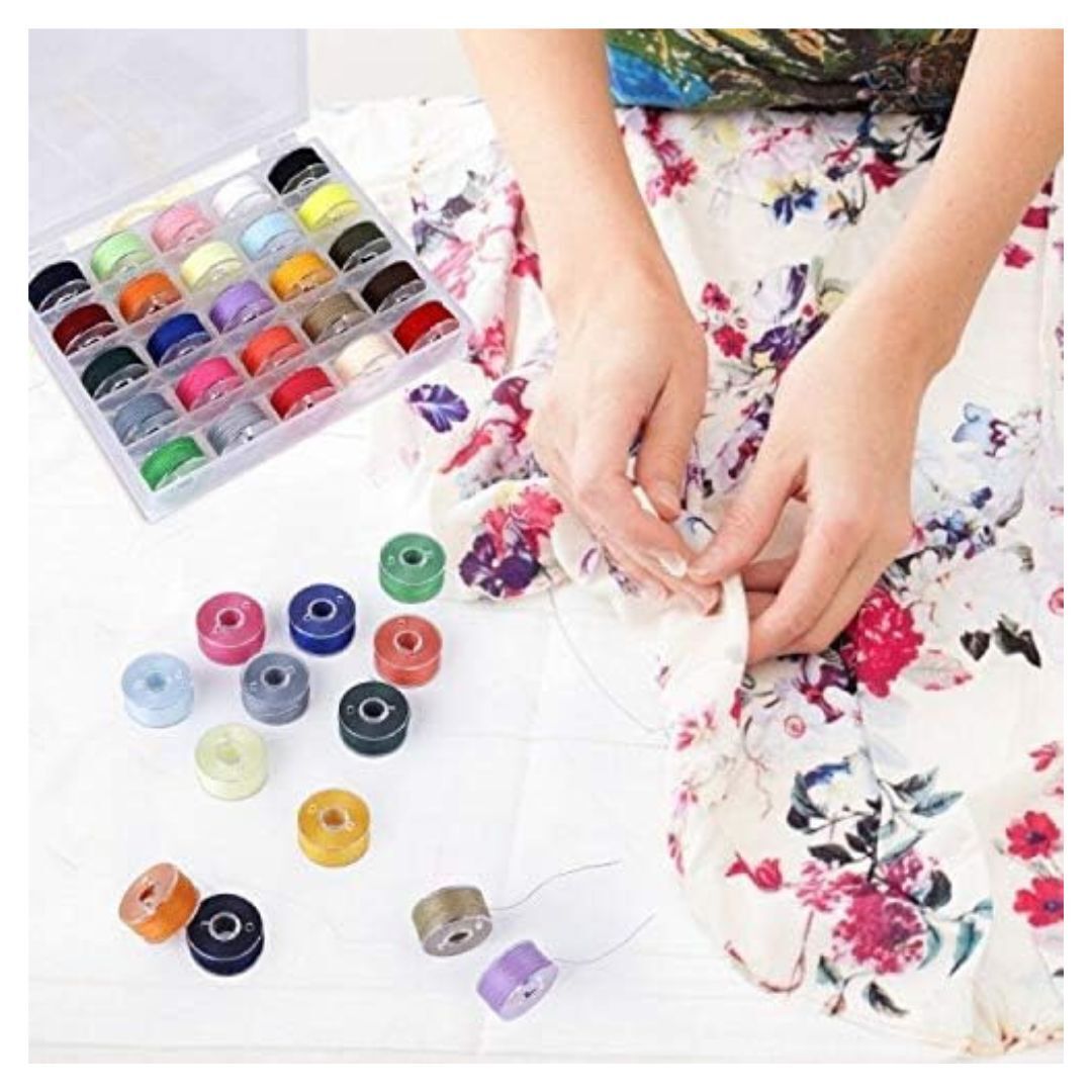 BHSKJSZ Assorted Colors Pre-Wound Bobbins and Sewing Thread Set with Case