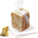 Bread Bags with Ties, Reusable, 100 Clear Bags and 100 Ties