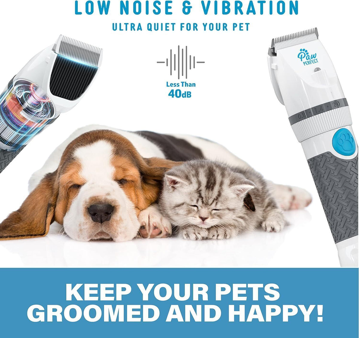 Bell+Howell PawPerfect Pet Fur and Hair Trimmer Dog Hair Clippers with Blades