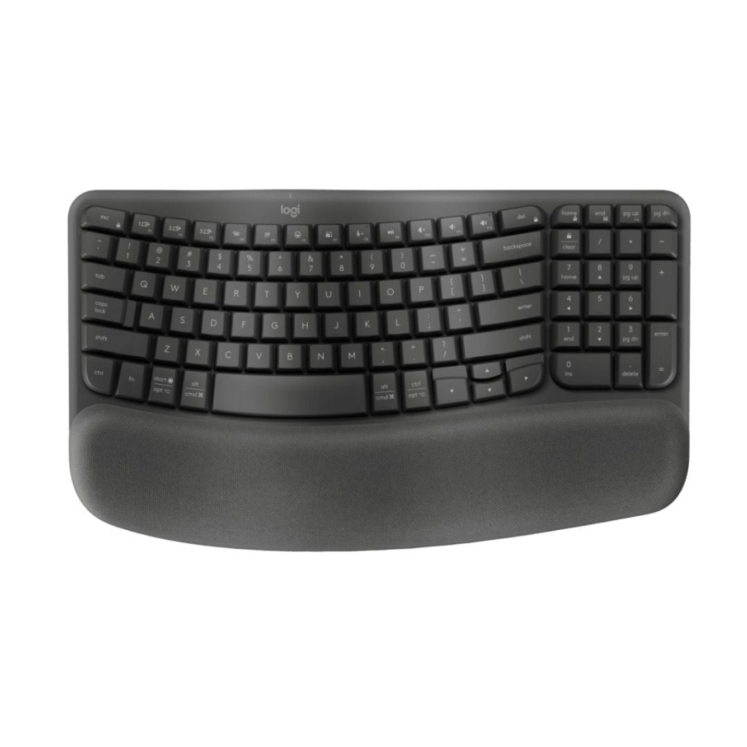 Logitech Ergo Series Wave Keys Wireless Ergonomic Keyboard with Cushioned Palm Rest (Graphite)
