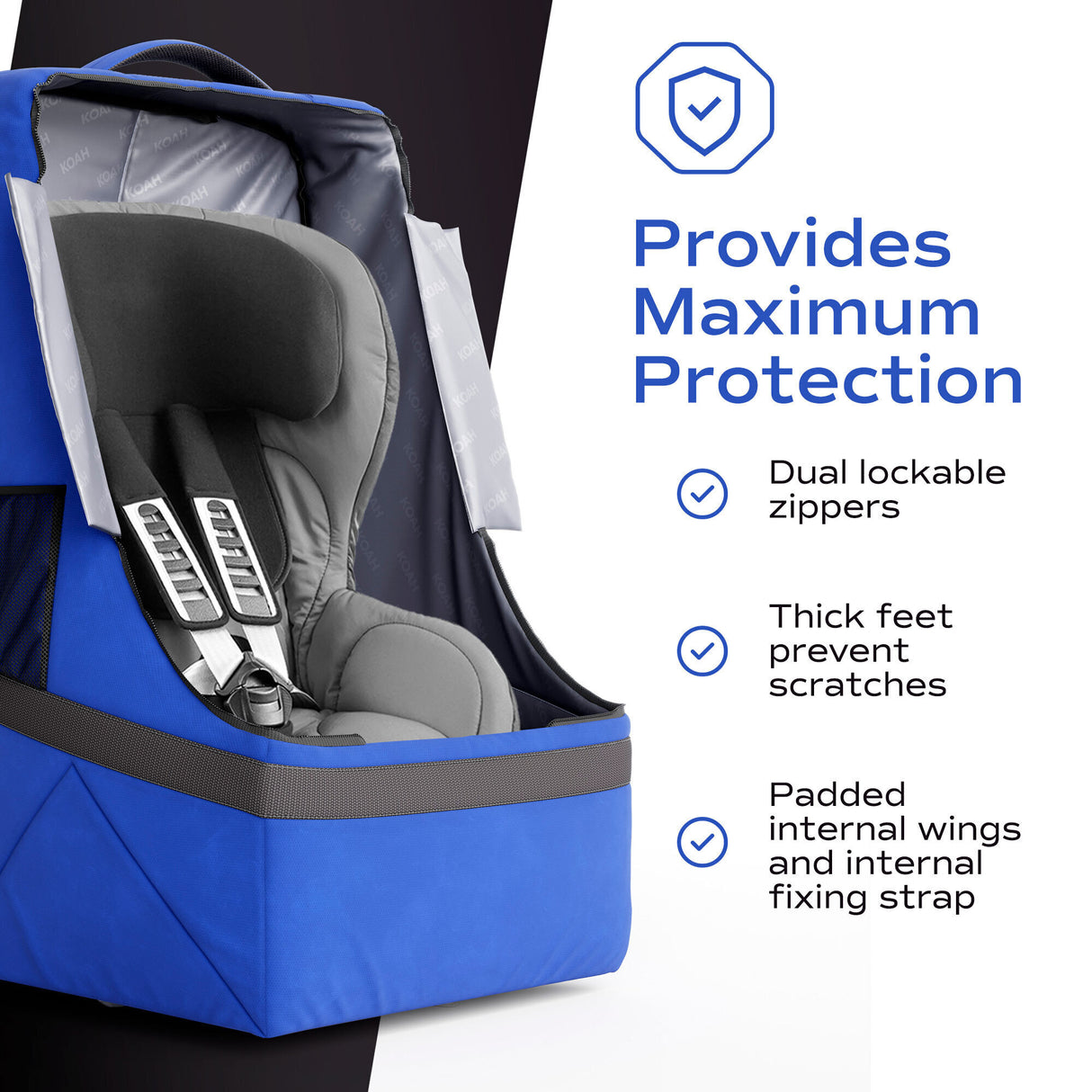 Koah Car Seat Backpack for Air Travel - Portable and Waterproof Design (Dark Blue)