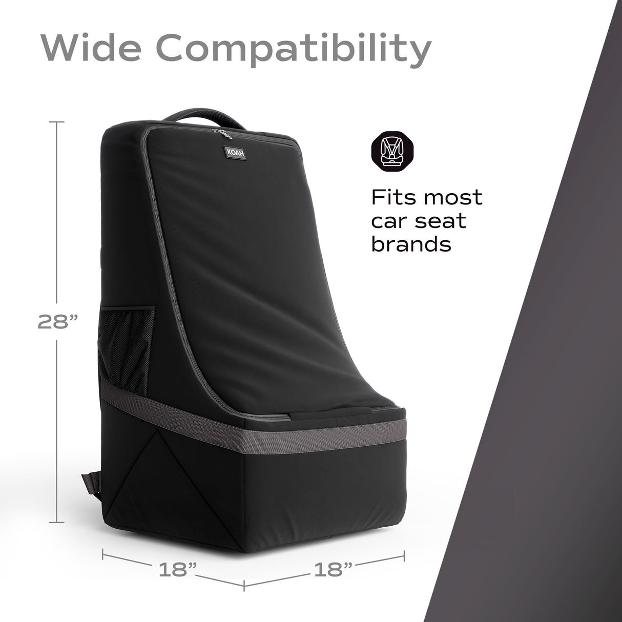 Koah Car Seat Backpack for Air Travel - Portable and Waterproof Design (Black)