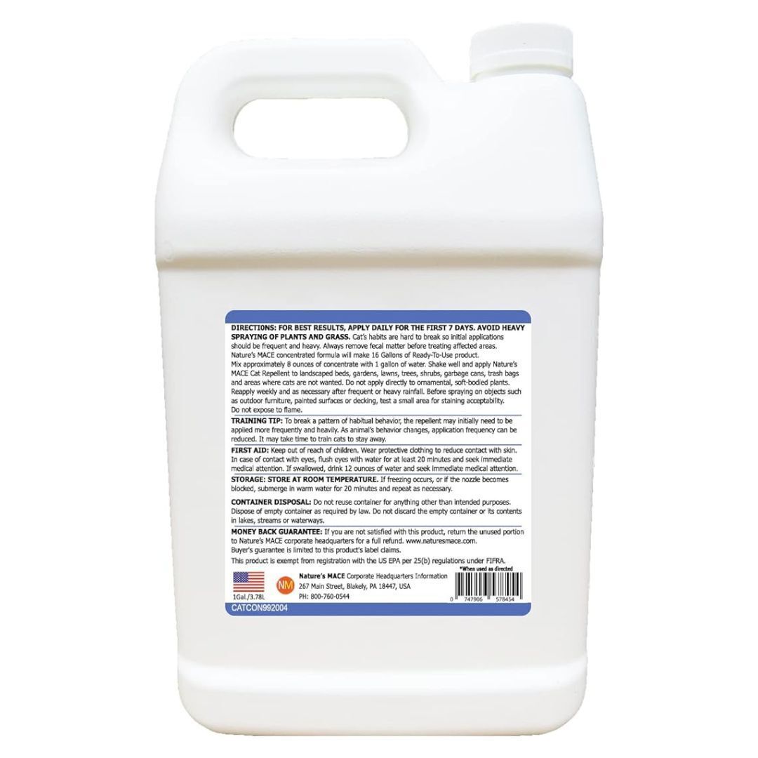 Nature's MACE Cat Repellent 1 Gal Concentrate/Treats Safe to use