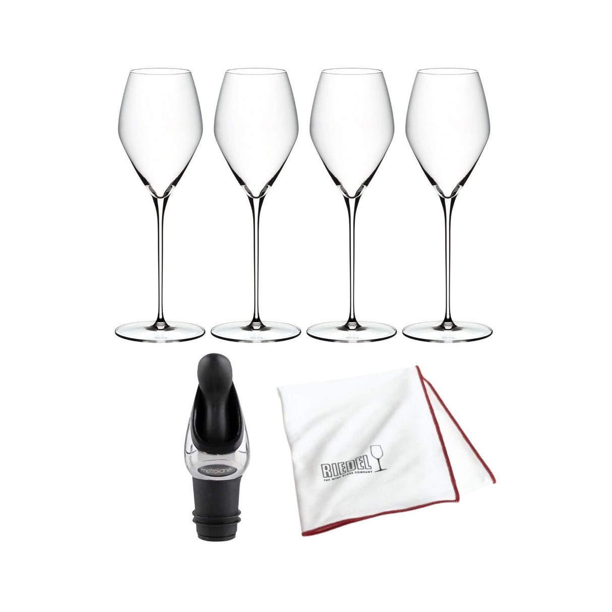 Riedel Veloce Sauvignon Blanc Glasses 4-Pack with Pourer & Polishing Clothes