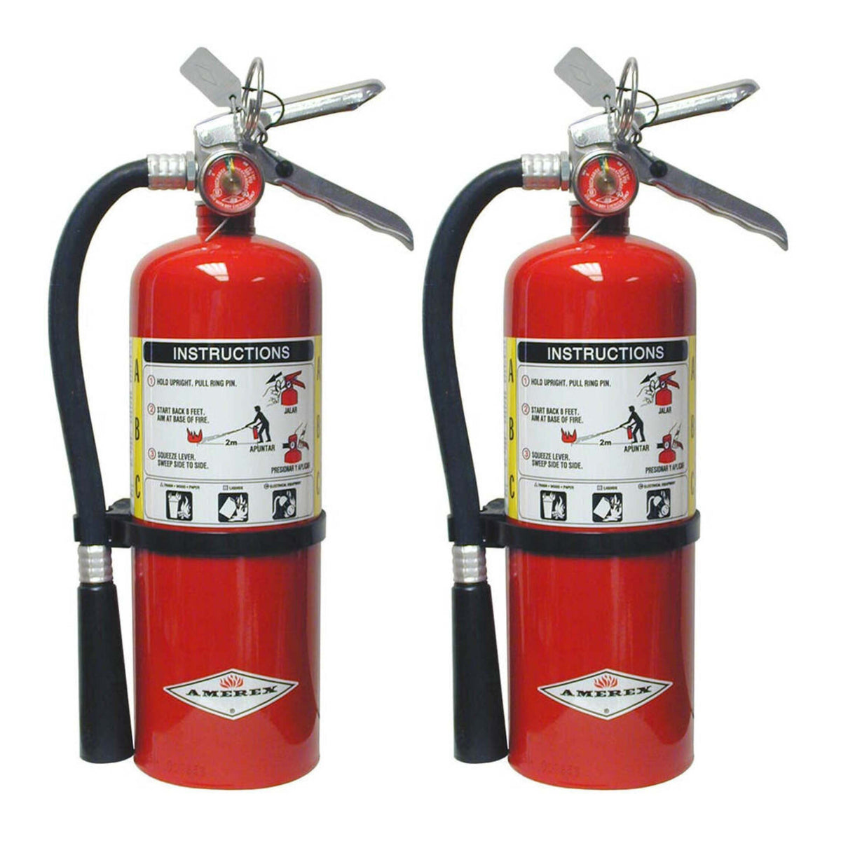Amerex B402 5lb. ABC Dry Chemical Class Fire Extinguisher with Bracket (2-Pack)