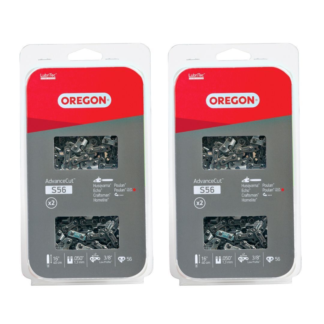 Oregon S56 AdvanceCut Chainsaw Chains 2-Pack, 56 Drive Links Grey
