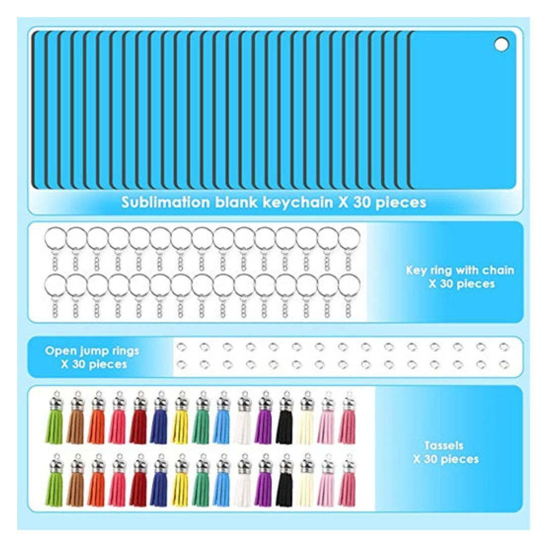 HTVRONT Sublimation Rectangle Keychain Blanks Bulk with Blue Protective Film (120Pcs)