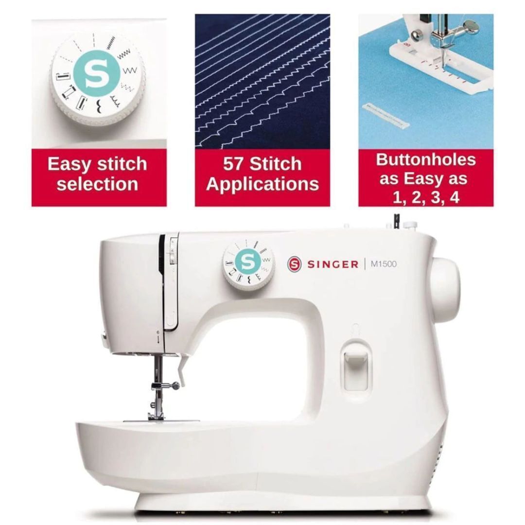 Singer M1500 Mechanical Sewing Machine with 57 Stitch Applications and Four-Step Buttonhole