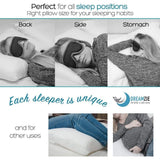 Dreamzie Standard 20x26 Inch White Adjustable Pillow 2 Pack with Storing Bag