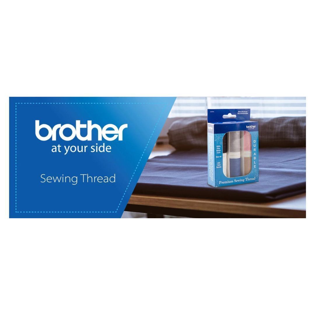 Brother SASEW6 6 Pc Sewing Thread, Black, White, Grey, Blue, Pink, Taupe