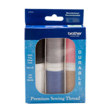 Brother SASEW6 6 Pc Sewing Thread, Black, White, Grey, Blue, Pink, Taupe