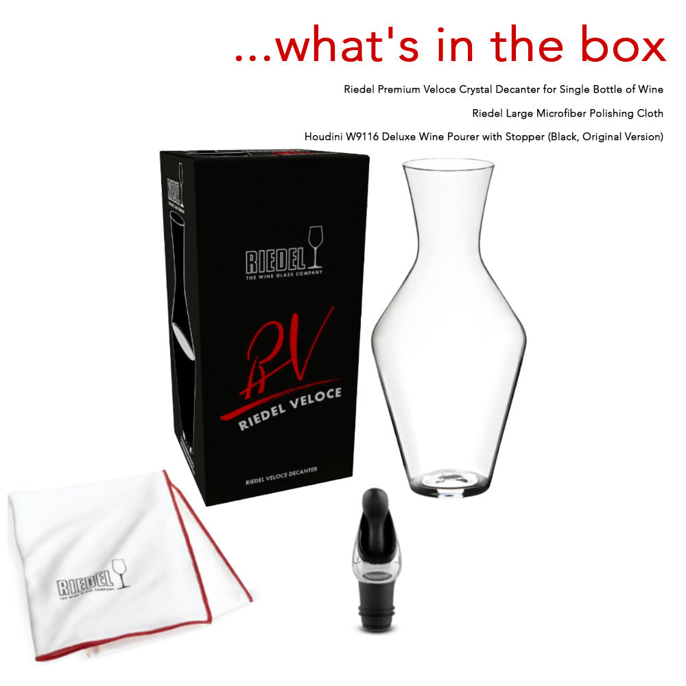 Riedel Veloce Decantes Bundle with Large Microfiber Polishing Cloth Bundle