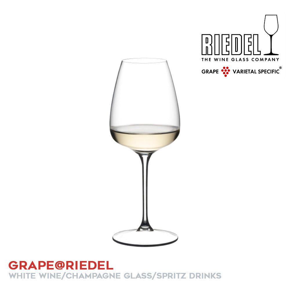Riedel Grape White Wine or Spritz Glass (Set of 4) with Cloth and Wine Pourer