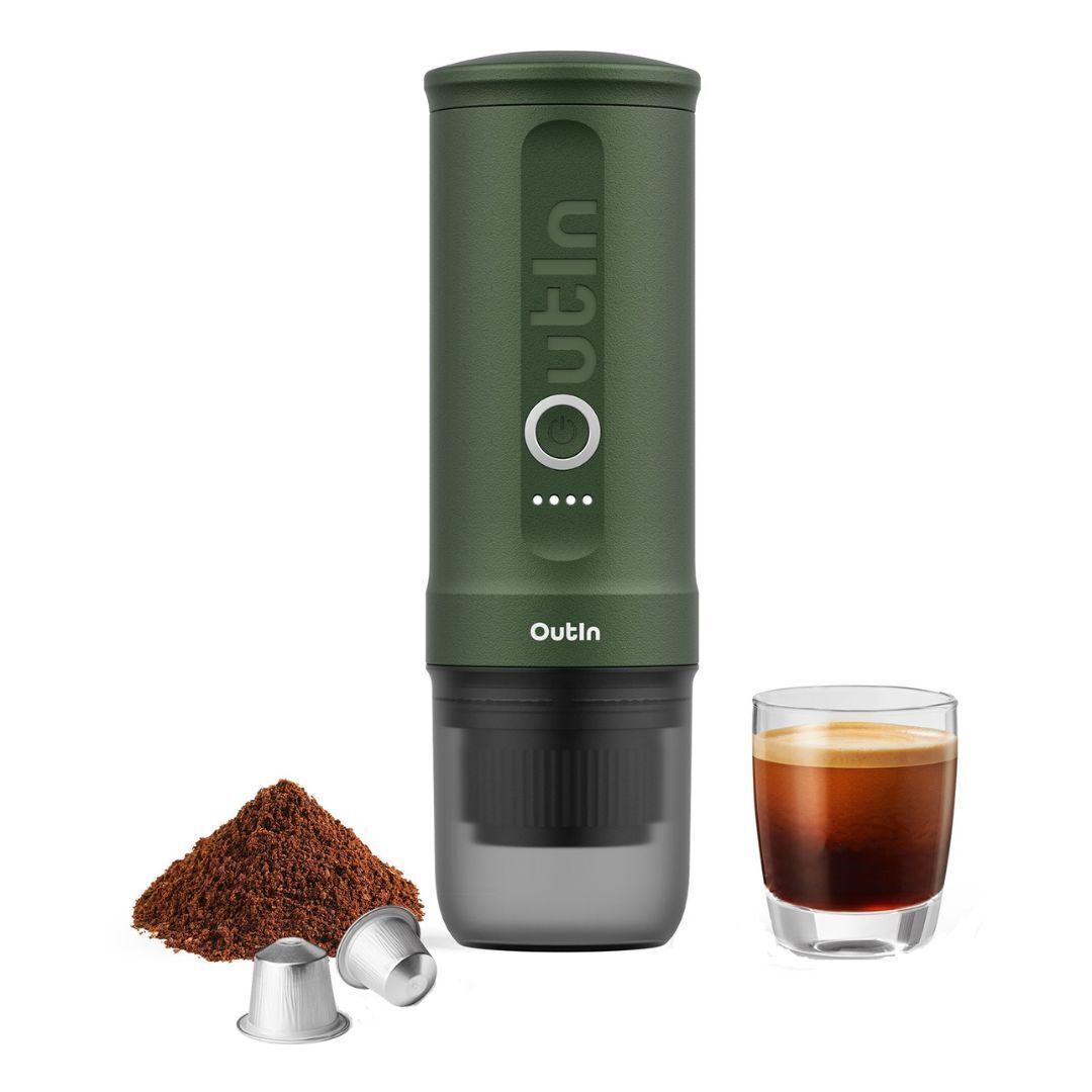 Outin Nano Portable Electric Espresso Machine with Self-Heating (Forest Green)