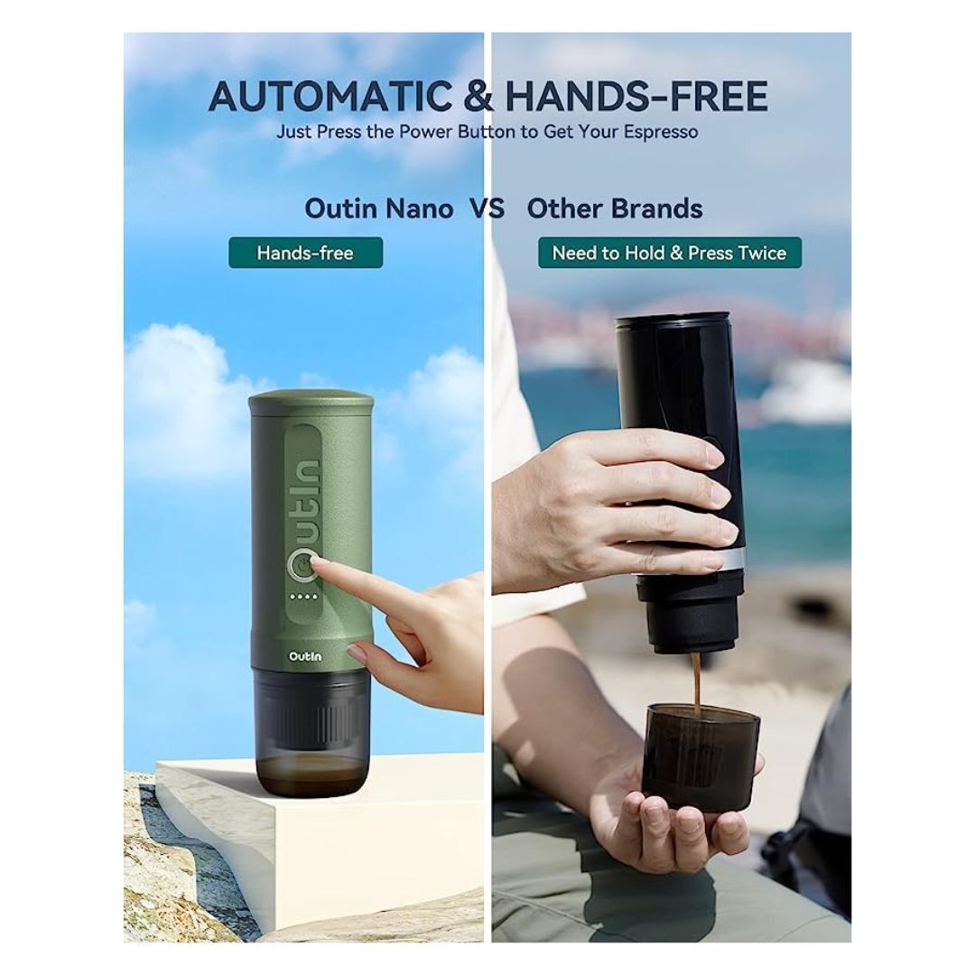 Outin Nano Portable Electric Espresso Machine with Self-Heating (Forest Green)