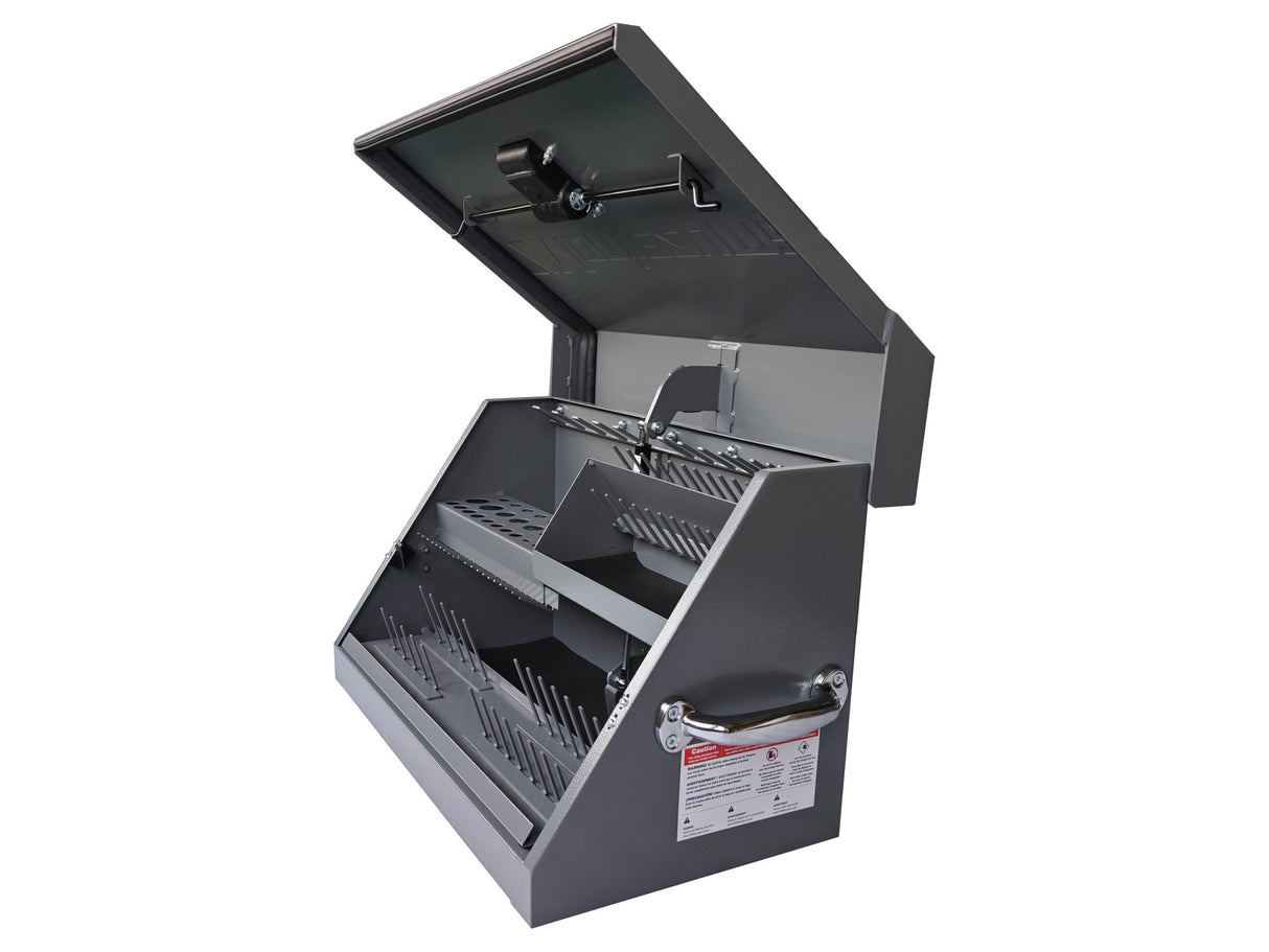 Montezuma SM200G 22.5 Inch Portable Triangle Toolbox Heavy-Duty Steel Gray