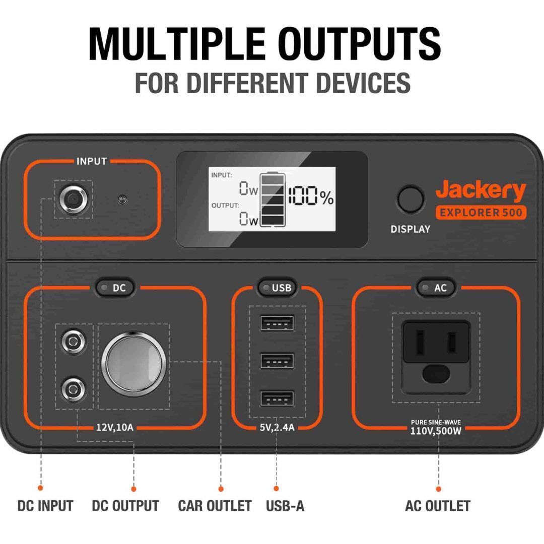 Jackery Explorer 500 Portable Power Station with 518Wh Solar Lithium Battery