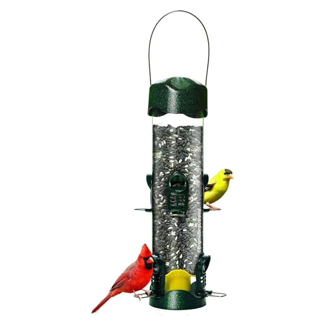 Brome Mega 600 Metal Tube Feeder w/6 Seed Ports, 4 lbs seed capacity