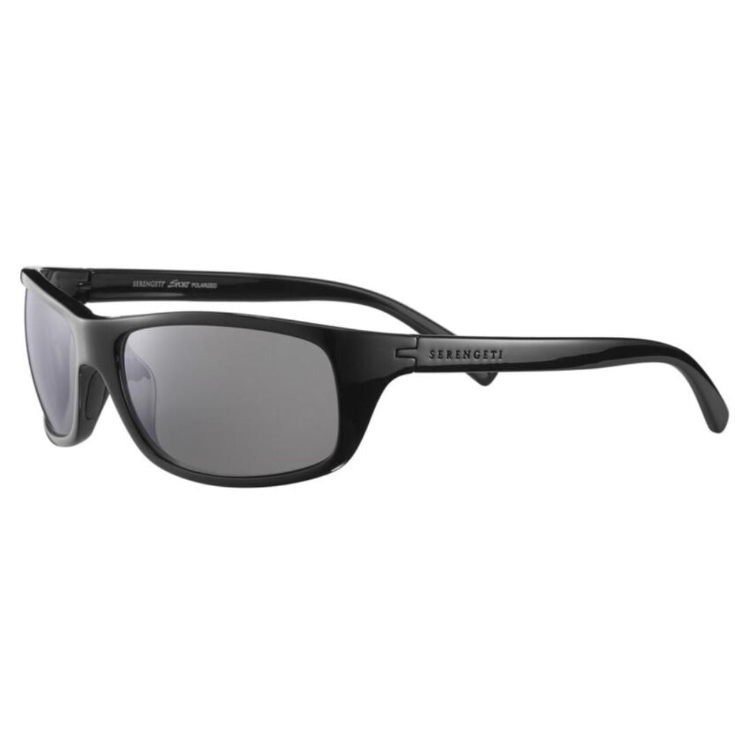 Serengeti Bormio Oval Sunglasses, Shiny Black, Large