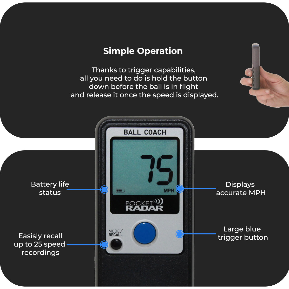 Pocket Radar Ball Coach/Pro-Level Speed Training Tool and Radar Gun Bundle