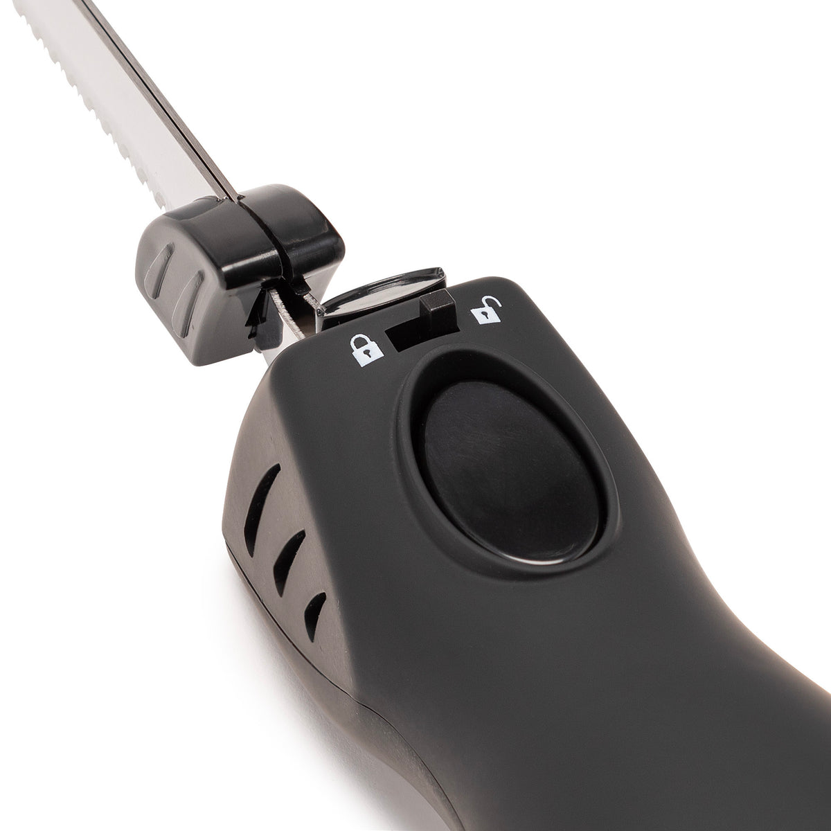 Rechargeable Electric Knife with 2 Serrated Blades and Safety Lock (Black)
