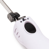 Rechargeable Electric Knife with 2 Serrated Blades and Safety Lock (White)