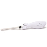 Rechargeable Electric Knife with 2 Serrated Blades and Safety Lock (White)