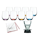 Riedel O Wine Tumbler Happy O (8-Pack) with Polishing Cloth and Wine Aerator