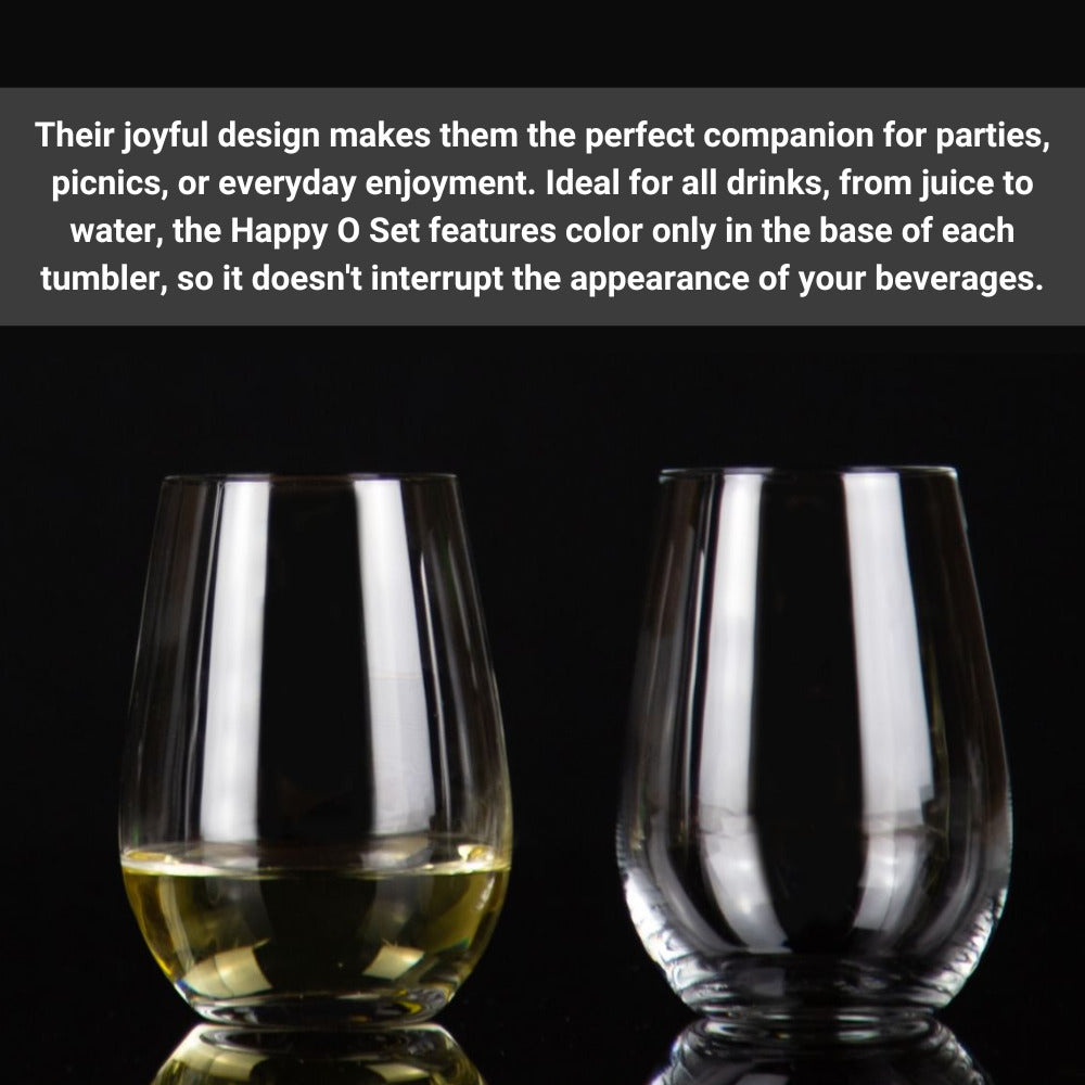 Riedel O Wine Tumbler Happy O (8-Pack) with Polishing Cloth and Wine Aerator