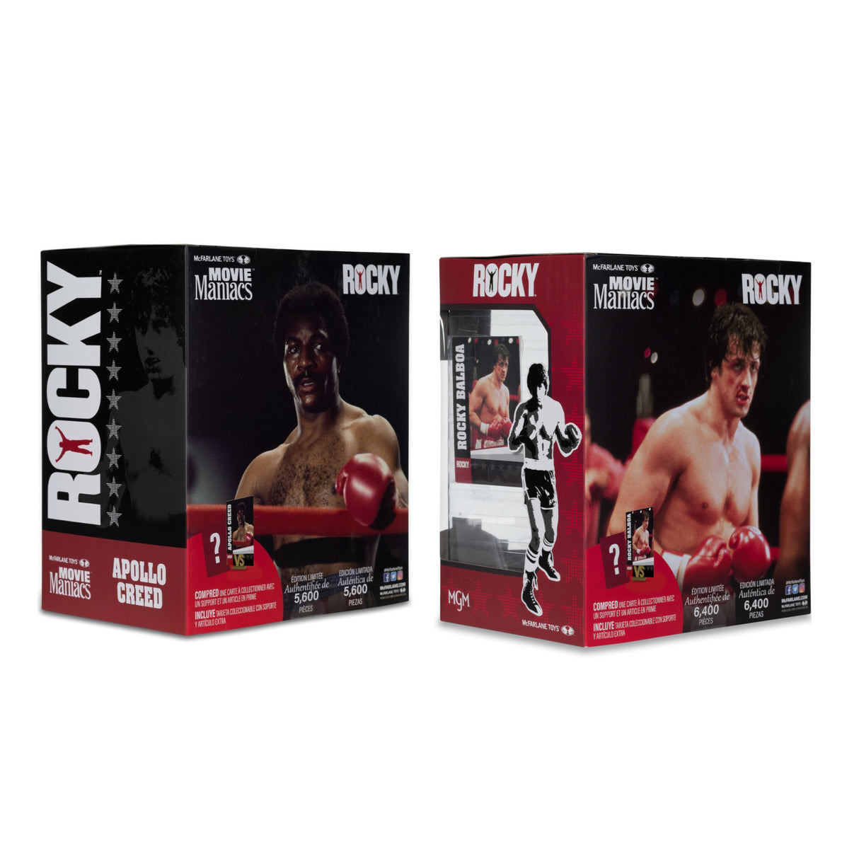 McFarlane Toys Movie Maniacs Rocky Balboa 6 Inch Posed Action Figure Bundle