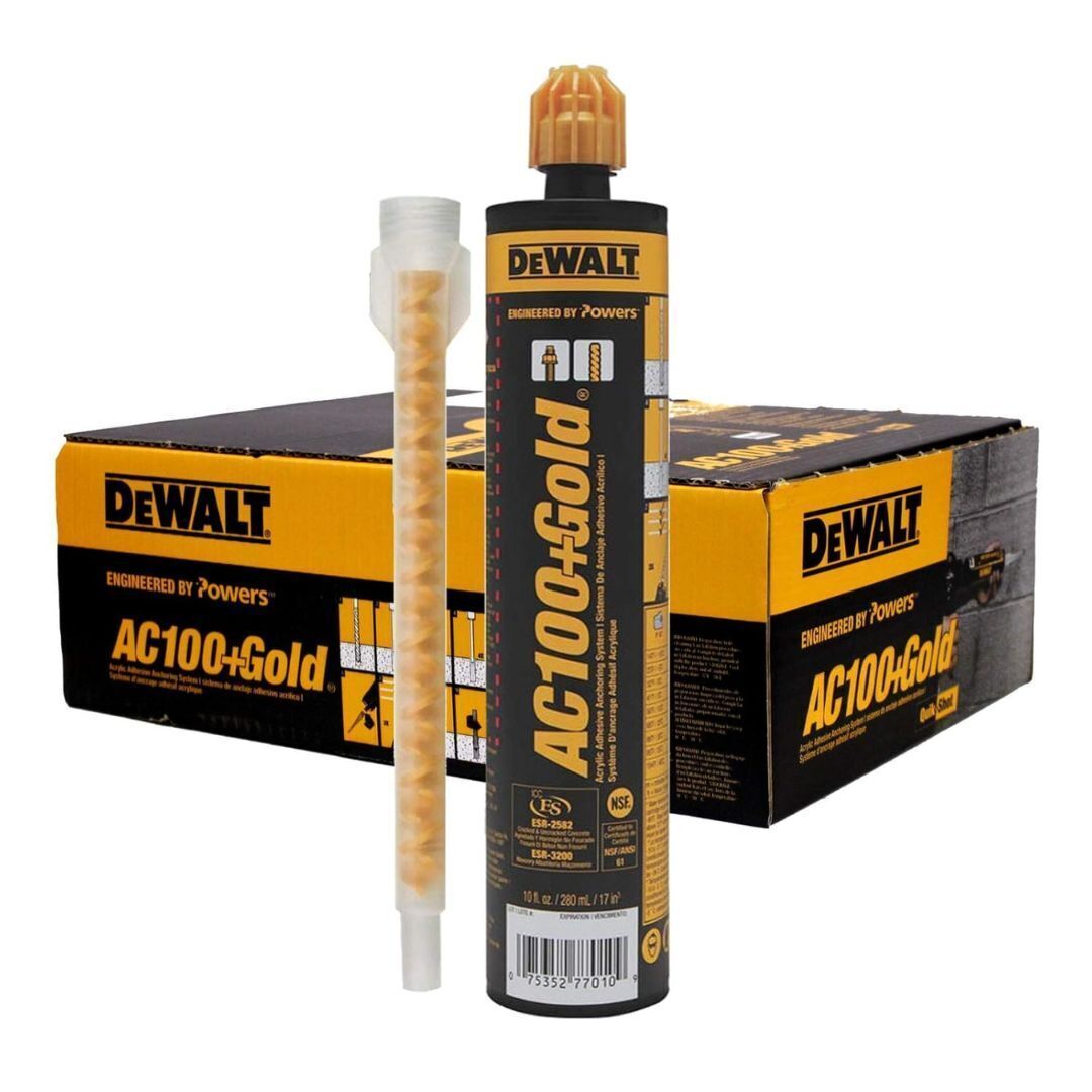 DeWalt AC100 Plus Gold Quik-Shot Acrylic Epoxy Vinylester Anchoring Adhesive (10 Oz, 12-Pack)