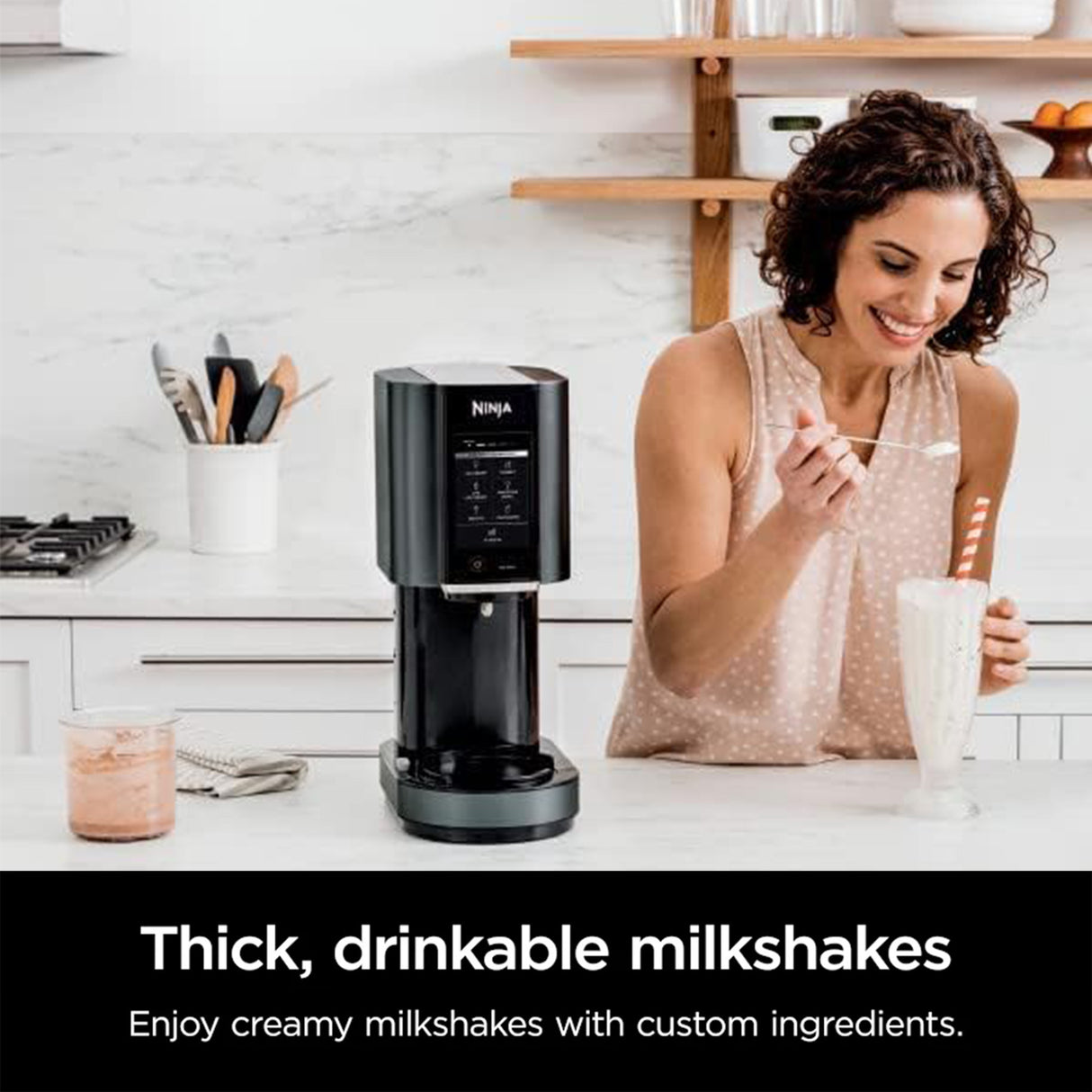 Ninja CREAMi Ice Cream, Sorbet, Milkshake Maker + 4 CREAMi Pints, Black
