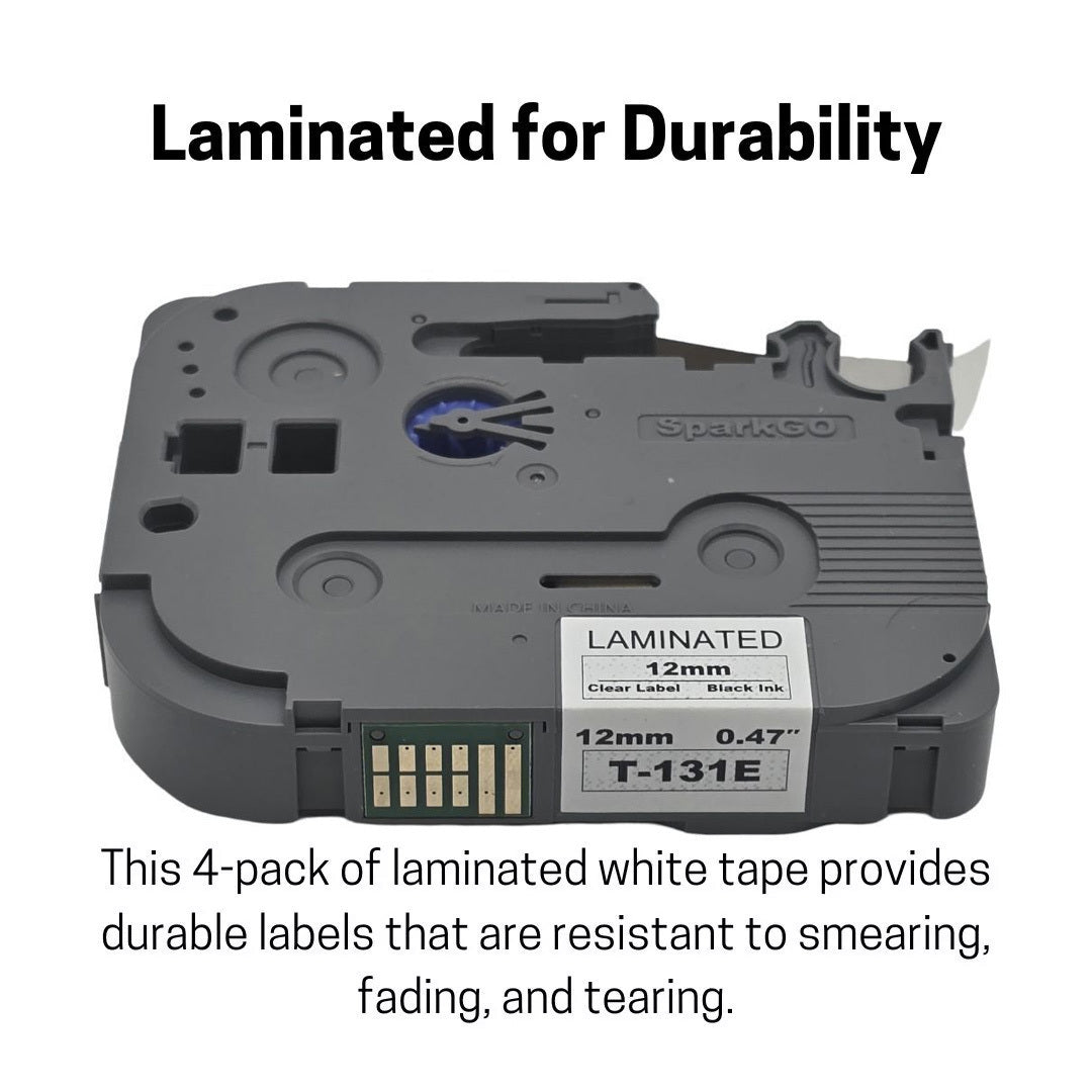 parkGo Non-Laminated Label Tape T-131E 4 Pack