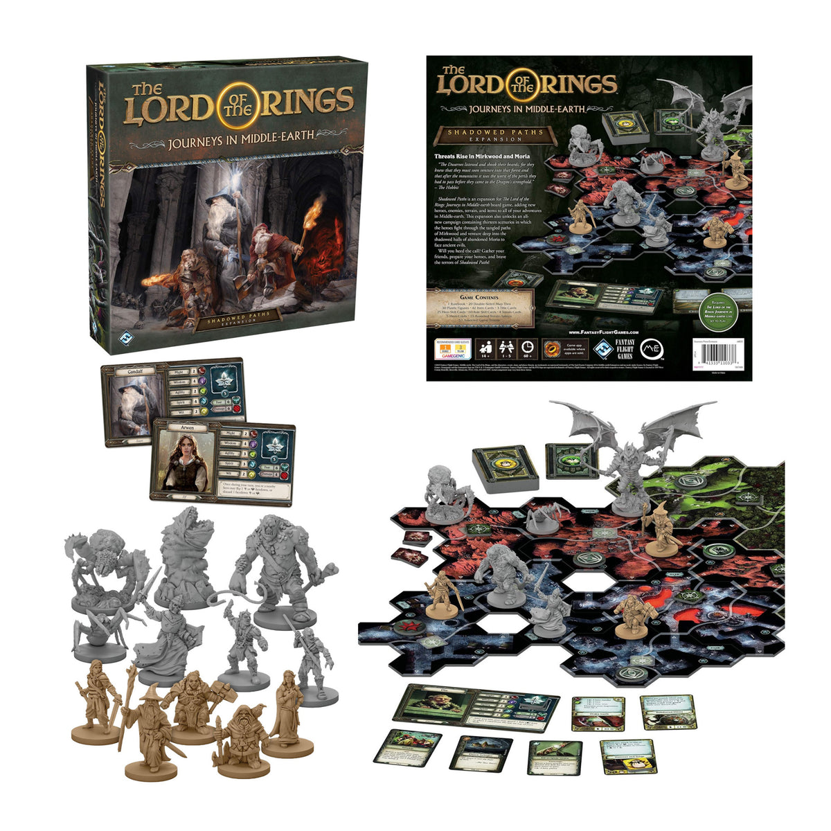Fantasy Flight Games LoTR Board Game Bundle with Shadowed Paths & Spreading War