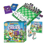 Story Time Chess Level 1 Kids Sets with Double Sided Board for Beginners