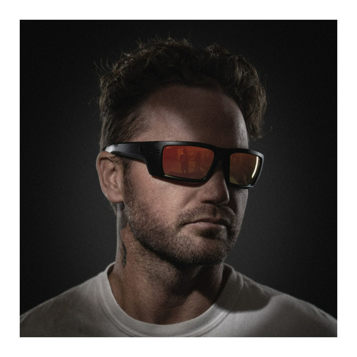 SPY Optic Rebar SE Matte Black and Happy Boost Polar Orange Mirror Sunglasses