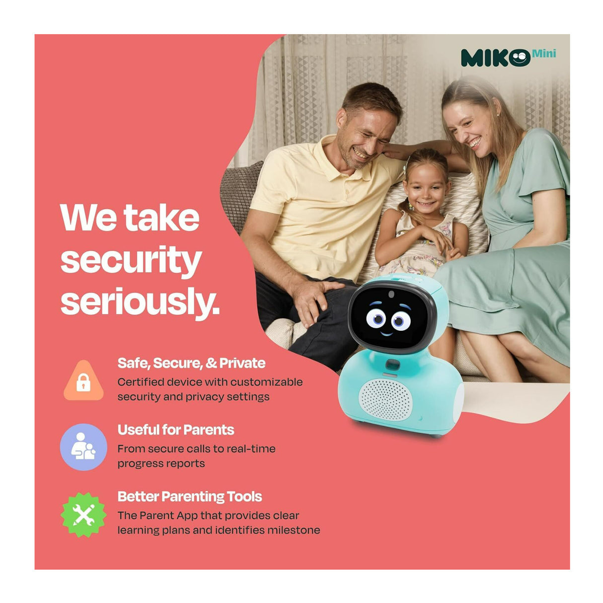 Miko Mini Interactive GPT Powered Blue AI Kids Robot for STEAM Learning