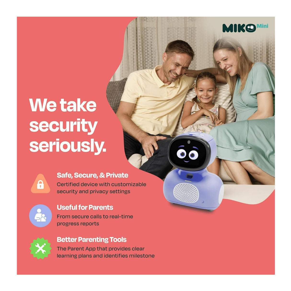 Miko Mini Interactive GPT Powered Purple AI Kids Robot for STEAM Learning