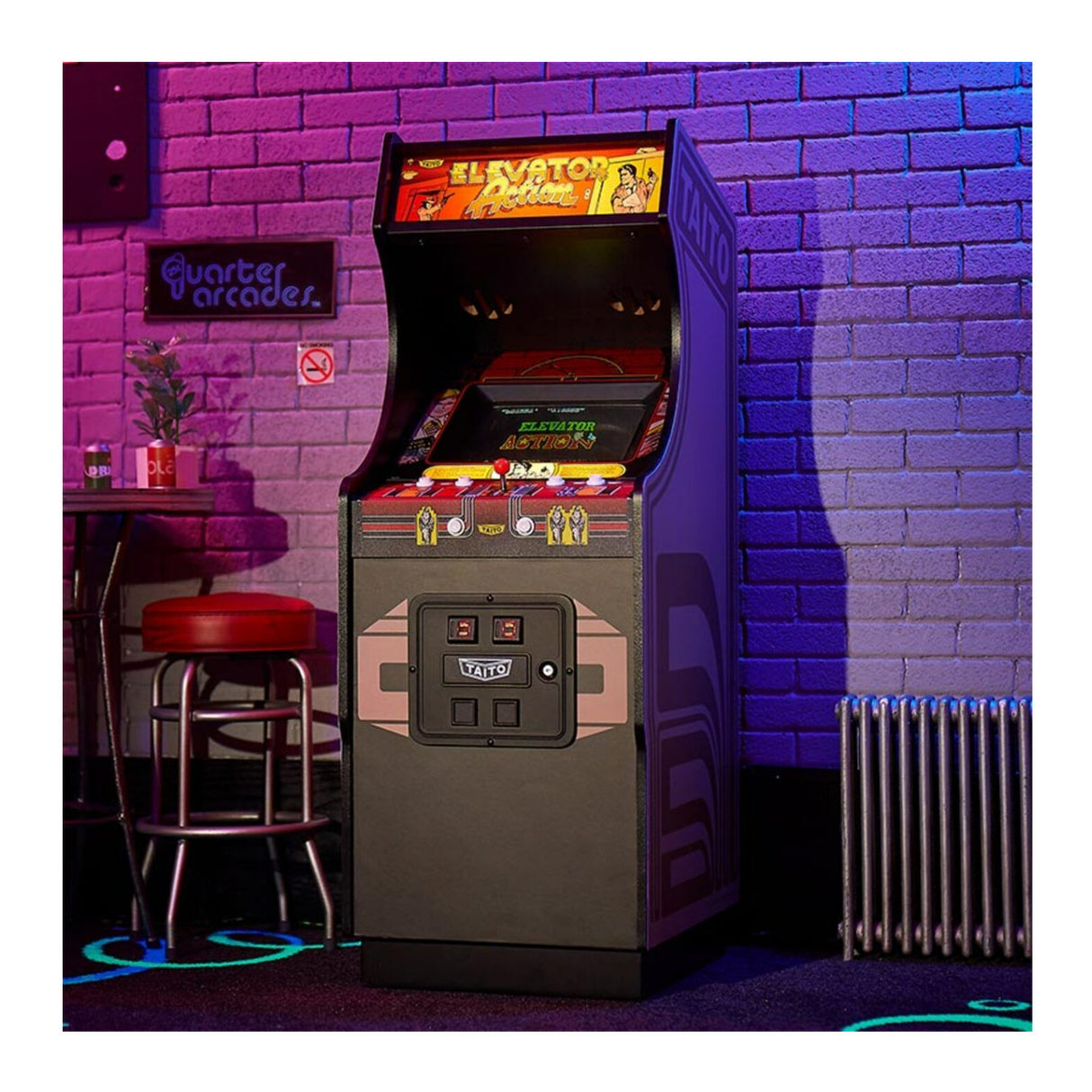 Numskull Quarter Elevator Action Mini Arcade Quarter Sized Wooden Cabinet