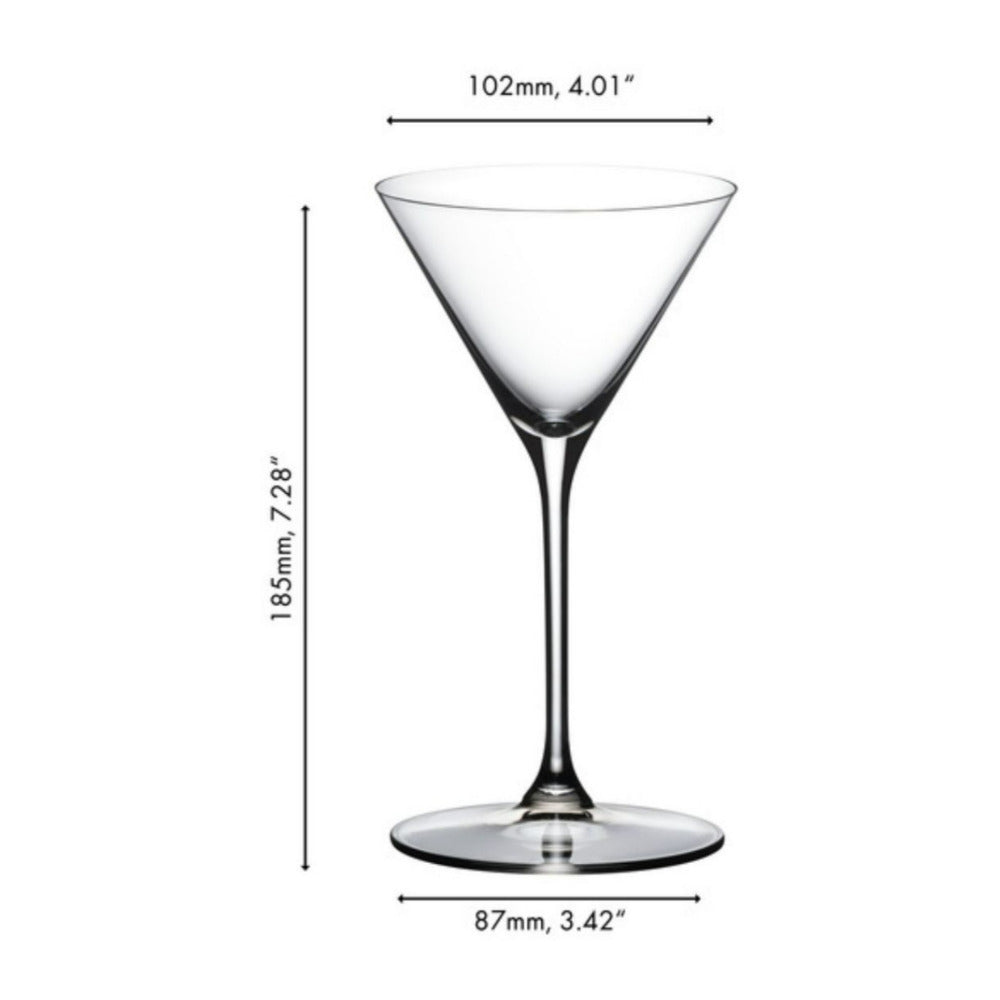 RIEDEL Grape Martini and Cocktail Diamond Shaped 2 Pack Crystal Clear Glass