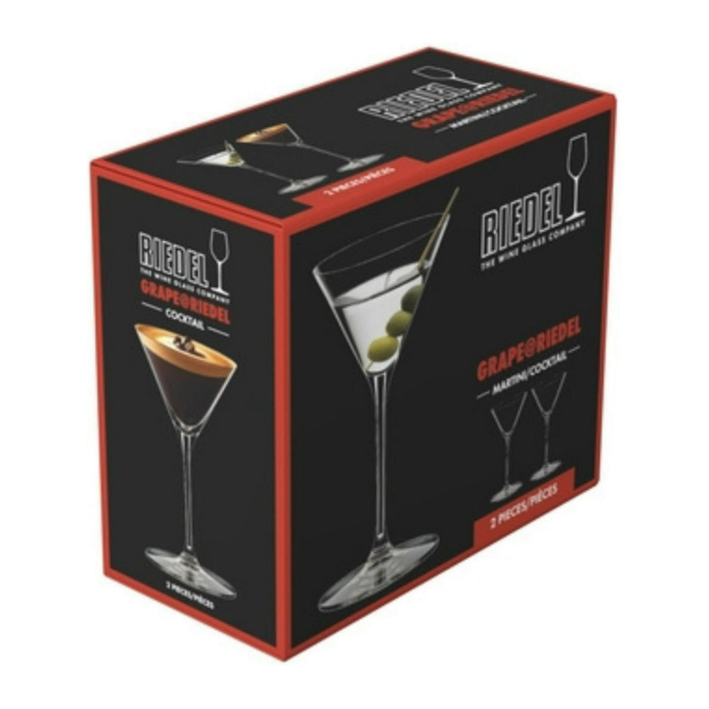 RIEDEL Grape Martini and Cocktail Diamond Shaped 2 Pack Crystal Clear Glass