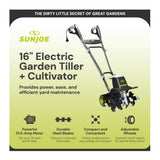 Sun Joe TJ604E 16 Inch Electric Garden Tiller and Cultivator with 6 Steel Tines