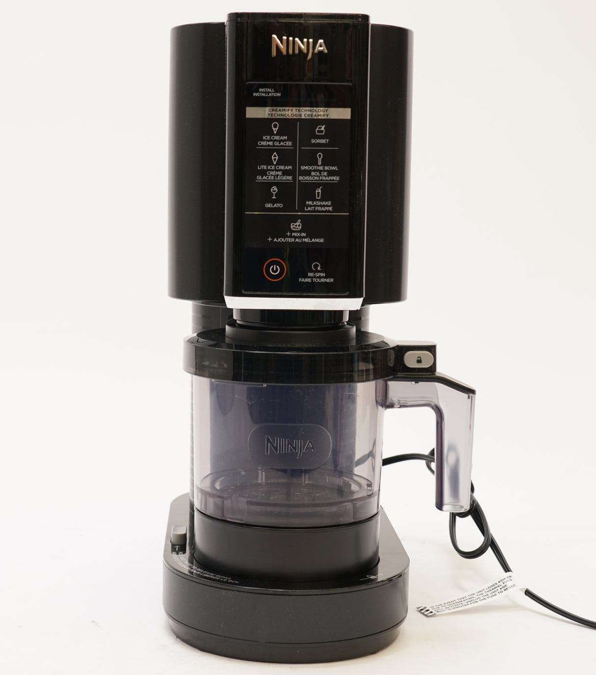 Ninja CREAMi Ice Cream, Sorbet, Milkshake Maker + 4 CREAMi Pints, Black (Used)