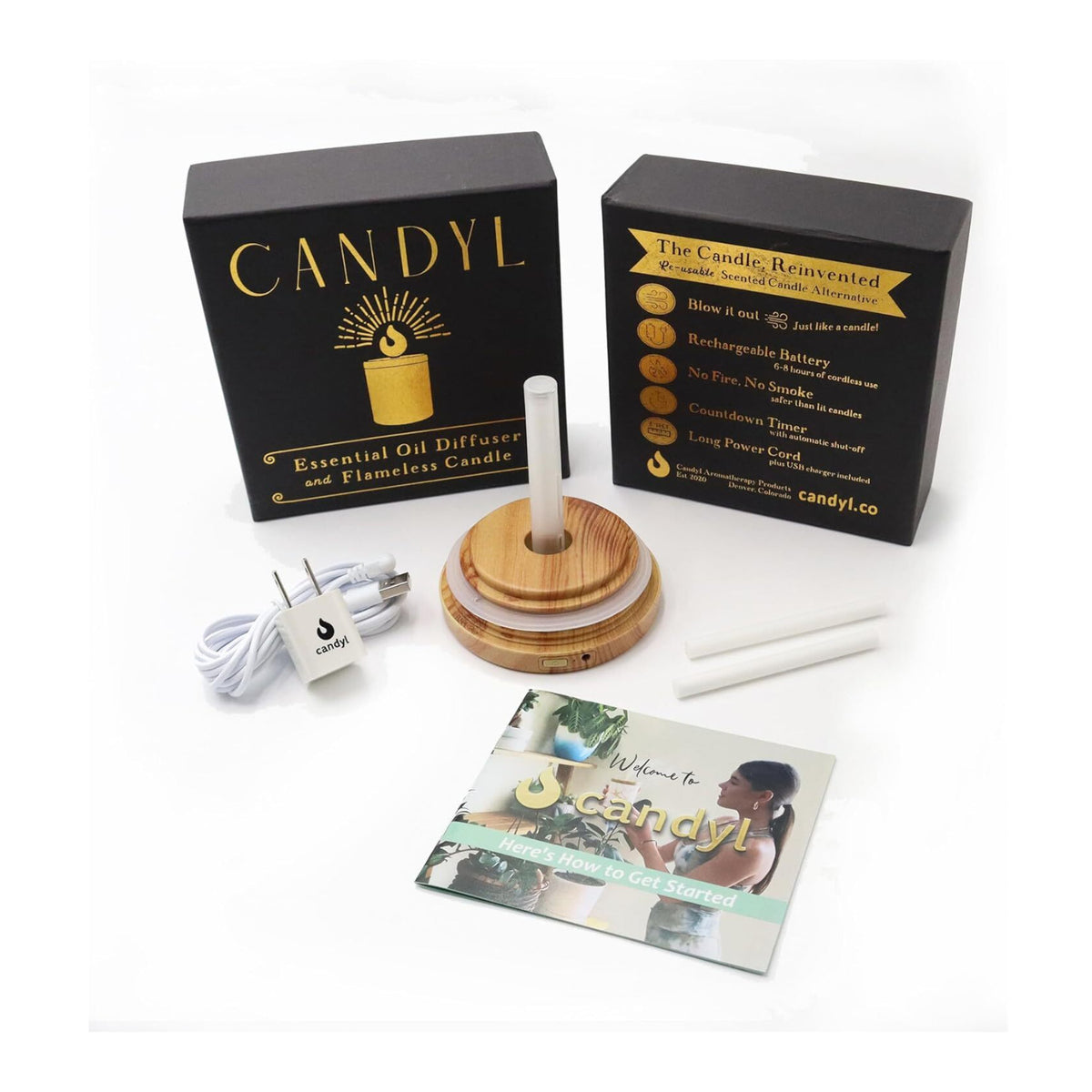 Candyl Ceramic Diffuser (Matte White Jar with Light Wood Top)