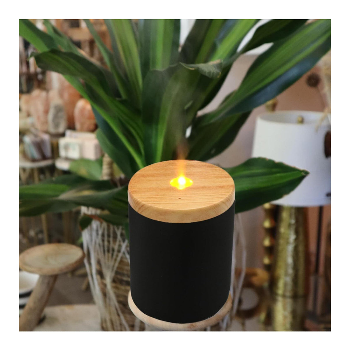 Candyl Ceramic Diffuser (Matte Black Jar with Light Wood Top)