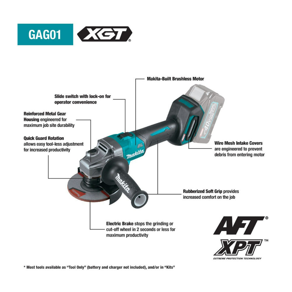 Makita GAG01Z XGT Brushless Cordless Angle Grinder with Electric Brake