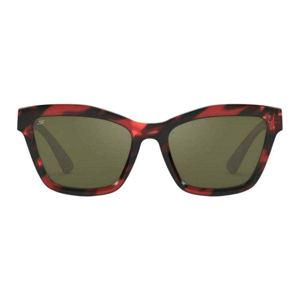 Serengeti Rectangular Rolla Shiny Red Tortoise Frame Sunglasses with Saturn Lens
