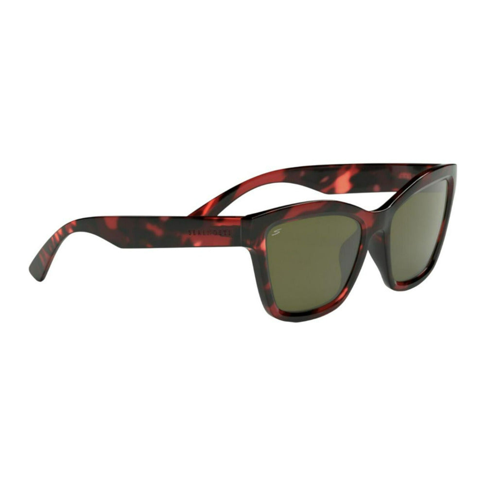 Serengeti Rectangular Rolla Shiny Red Tortoise Frame Sunglasses with Saturn Lens
