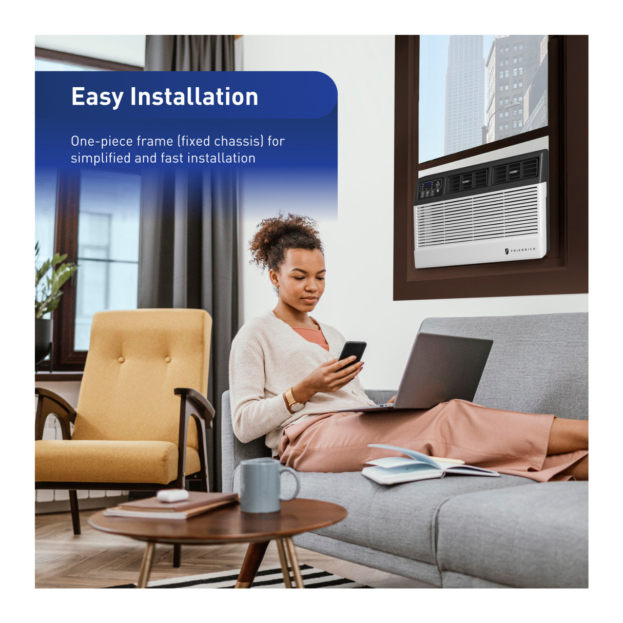 Chill Premier Smart Air Conditioner Window Unit, WiFi Mobile Control 12,000 BTU
