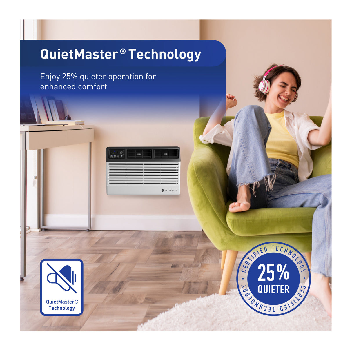 Friedrich Chill Premier 8000 BTU Smart Wi-Fi Window/Wall Room Air Conditioner with Slide-Out Chassis